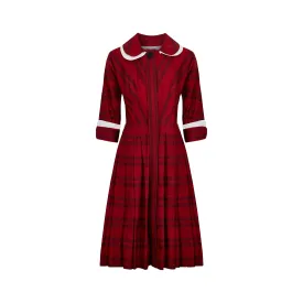 1950s Lou-Ette Red and Black Cotton Shirtwaister Dress