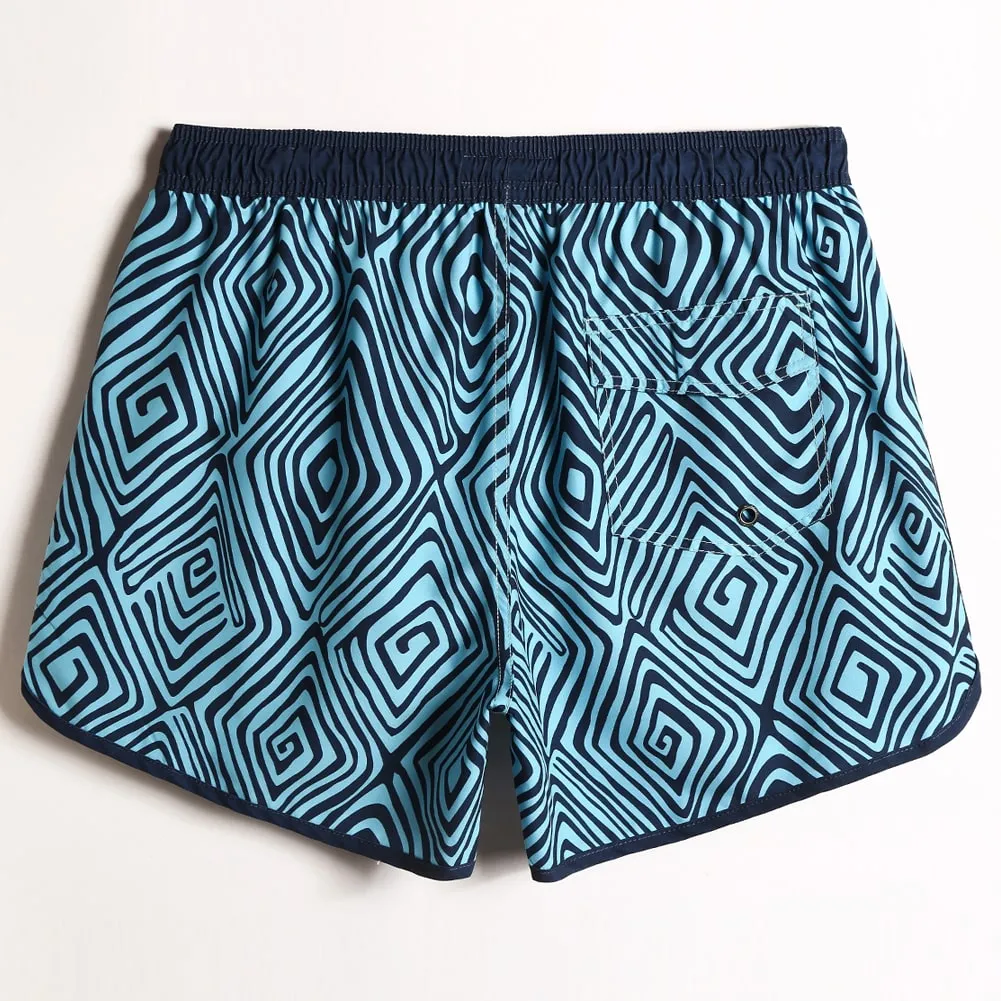 4.5 Inch Inseam Vintage Blue Vortex Swim Trunks