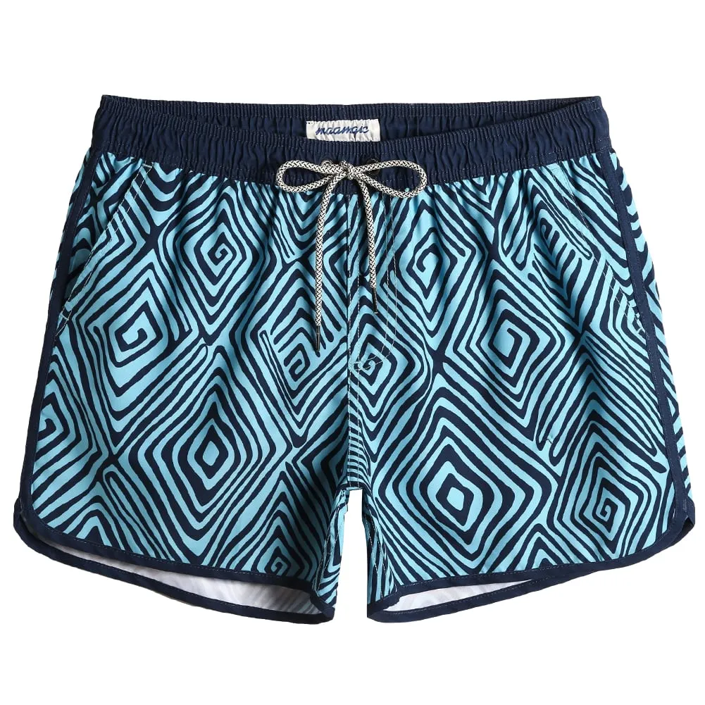 4.5 Inch Inseam Vintage Blue Vortex Swim Trunks