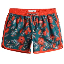 4.5 Inch Inseam Vintage Lantern Flower Swim Trunks