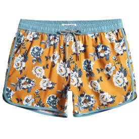 4.5 Inch Inseam Vintage Stretch White Peony Swim Trunks