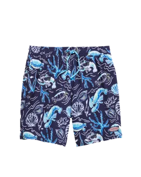 7" Chappy Swim Trunks Sea Life Navy