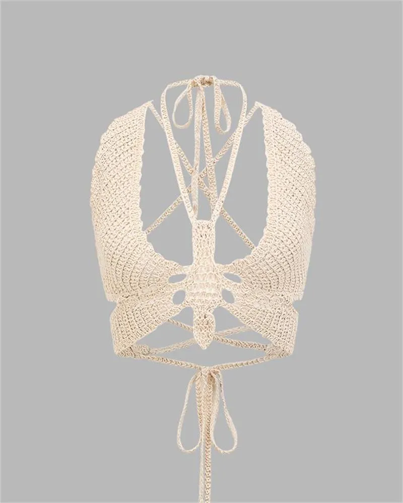 Alix Crochet Butterfly Halter Top