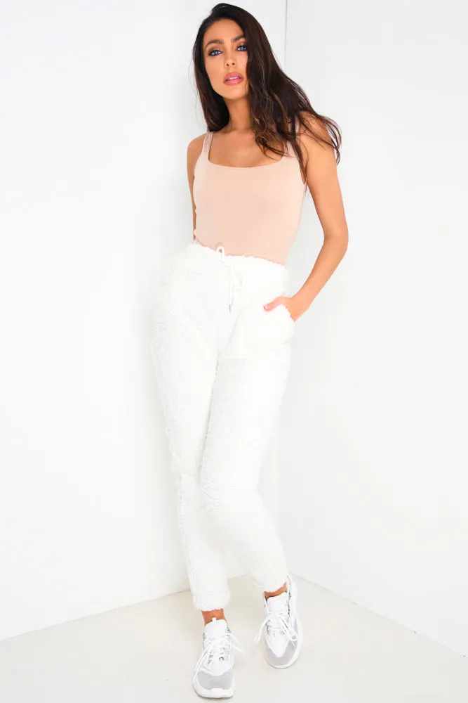 Athena Cream Teddy Fur Joggers