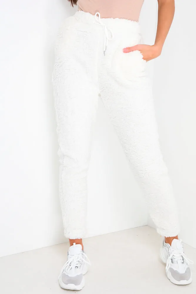 Athena Cream Teddy Fur Joggers