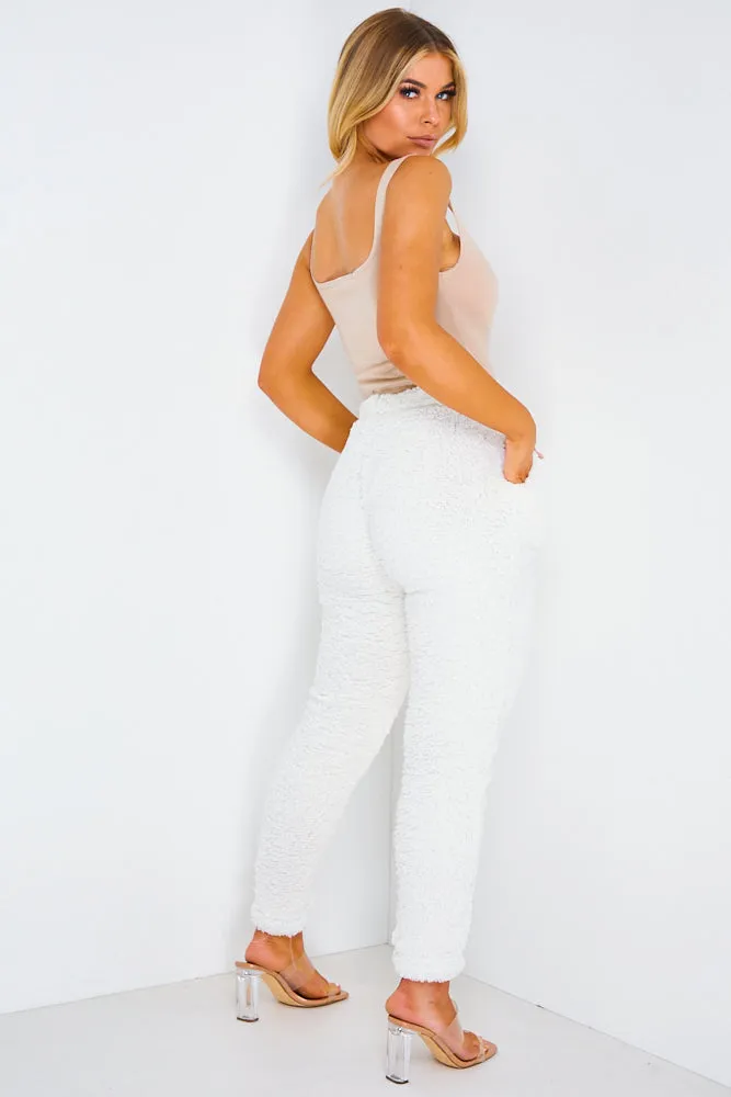 Athena Cream Teddy Fur Joggers