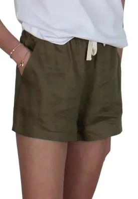 Athena Linen Short Khaki