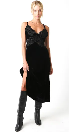 Audrey Velvet Sleeveless Lacey Tie Back Dress