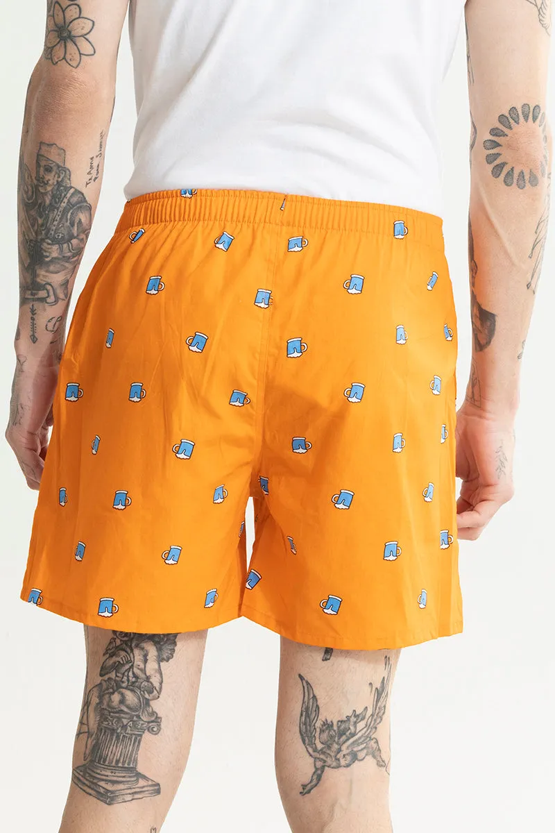 Beer Print Orange Boxer