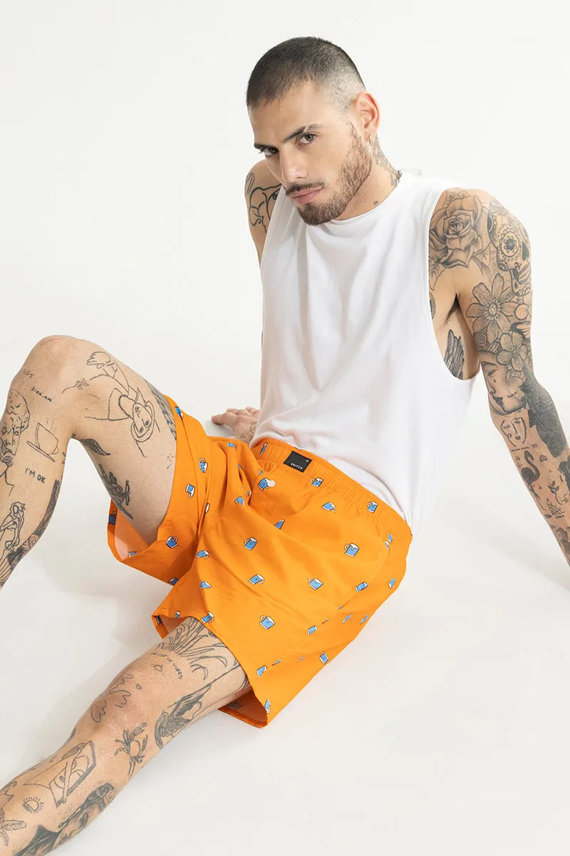 Beer Print Orange Boxer