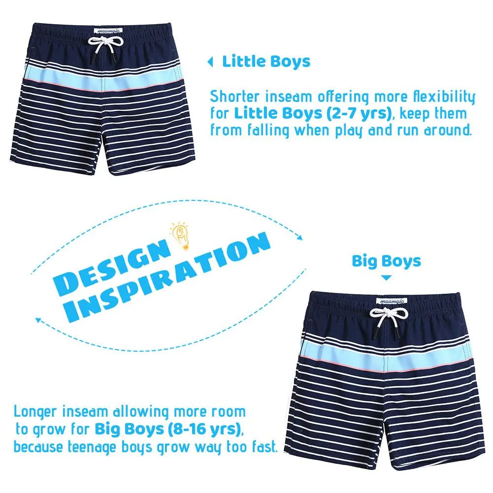 Boys Navy Stripe Swim Trunks