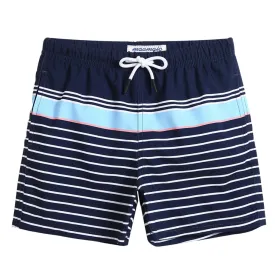 Boys Navy Stripe Swim Trunks