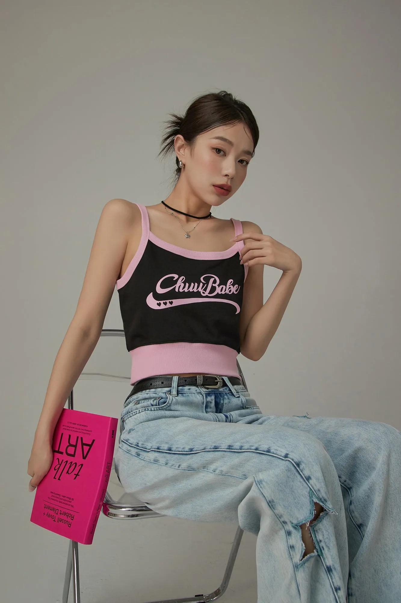 Chuu Babe Color Blocked Bustier Crop Top