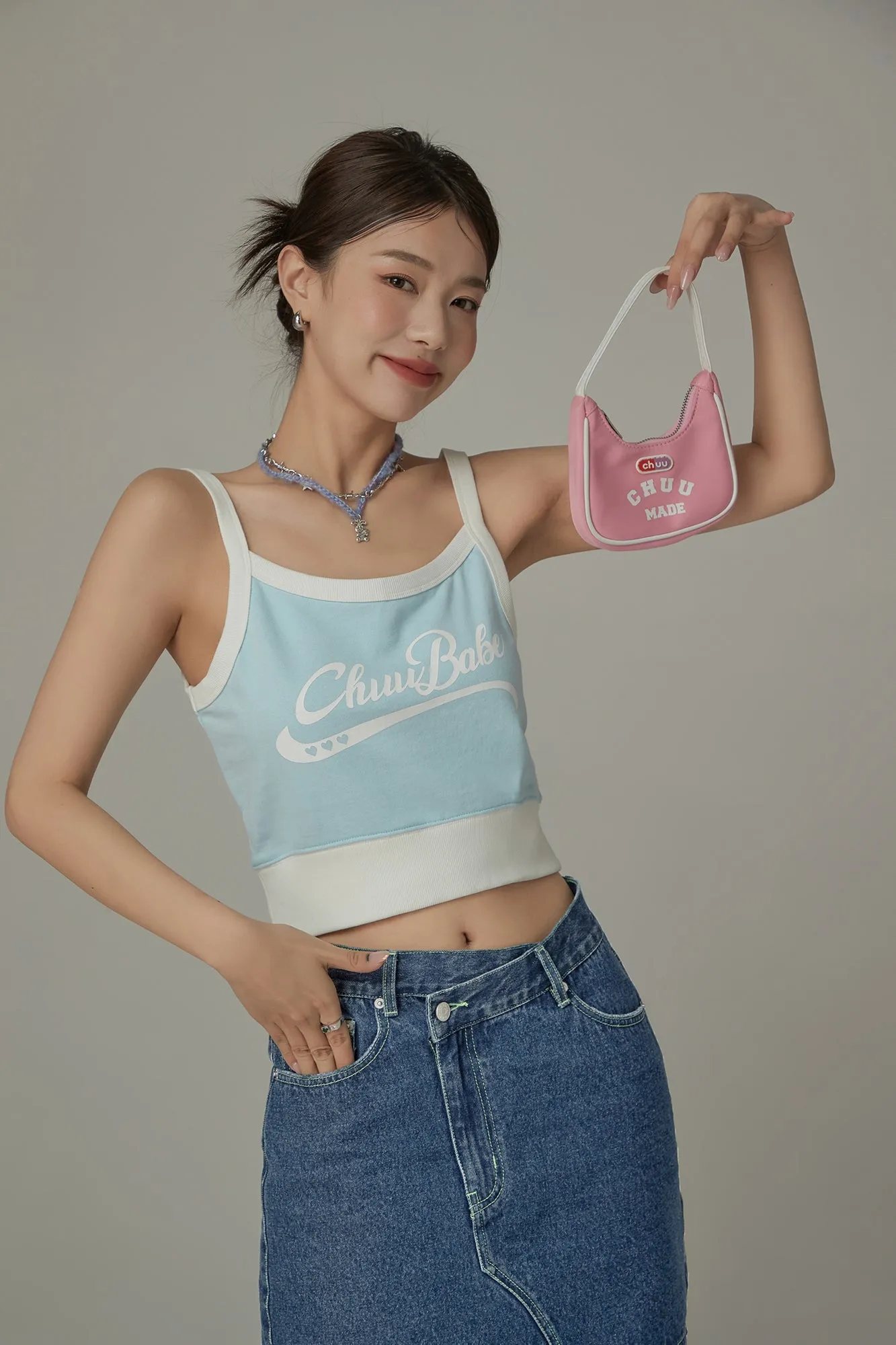 Chuu Babe Color Blocked Bustier Crop Top