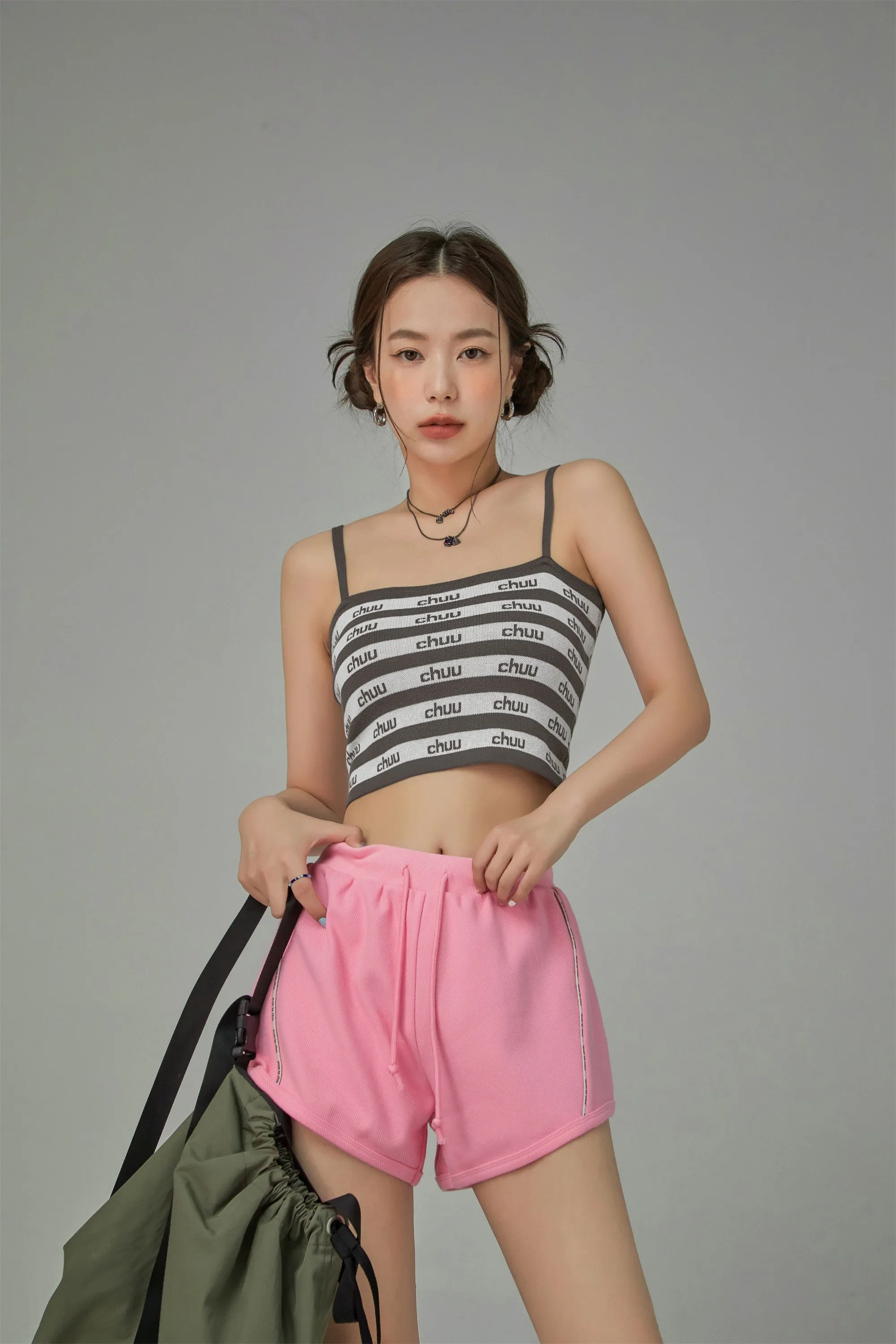 Chuu Logo Stripes Crop Cami Top