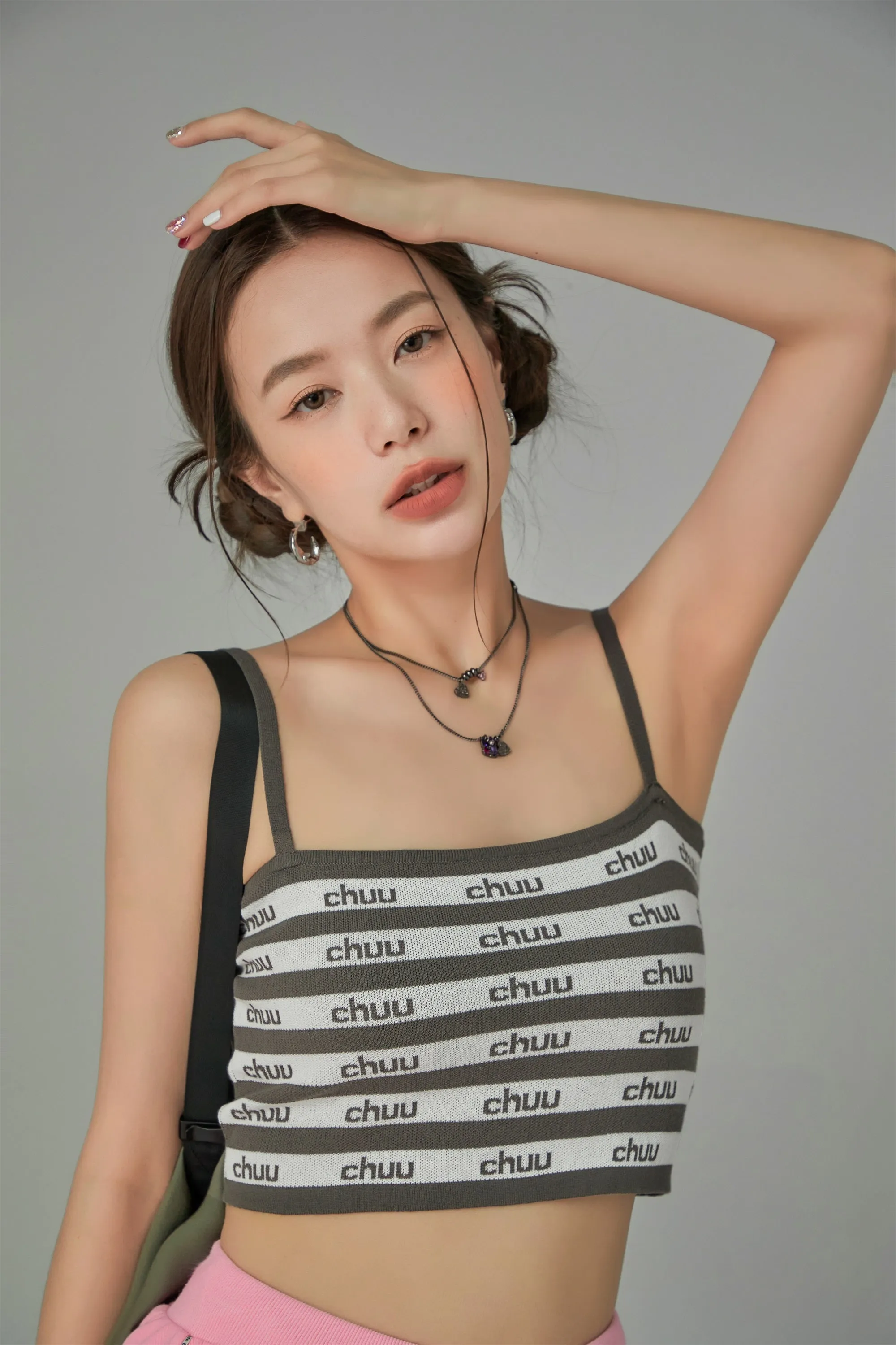 Chuu Logo Stripes Crop Cami Top