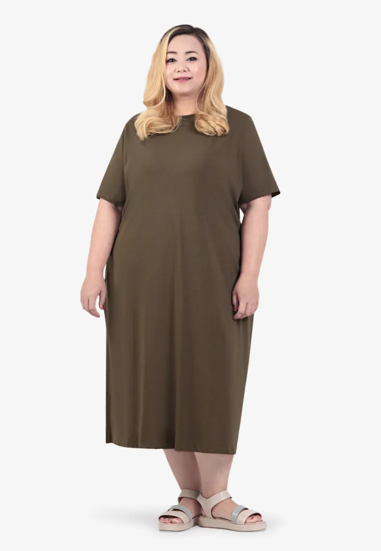 Collins Basic Cotton Midi Dress - Army Green