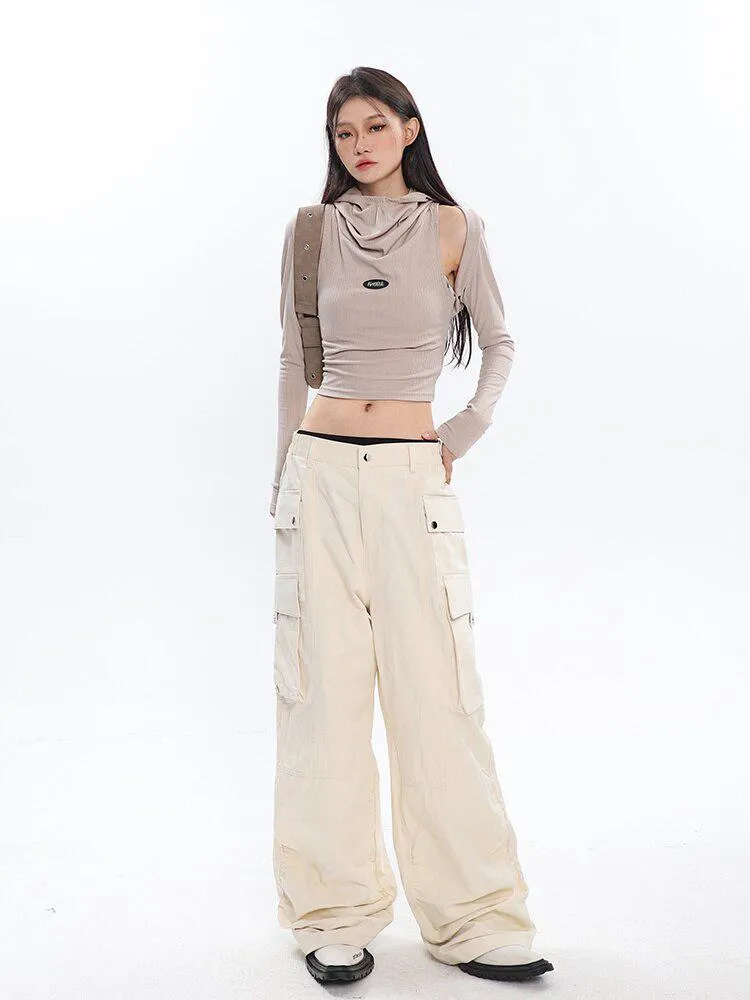 Cowl Collar Cut-Out Crop Top