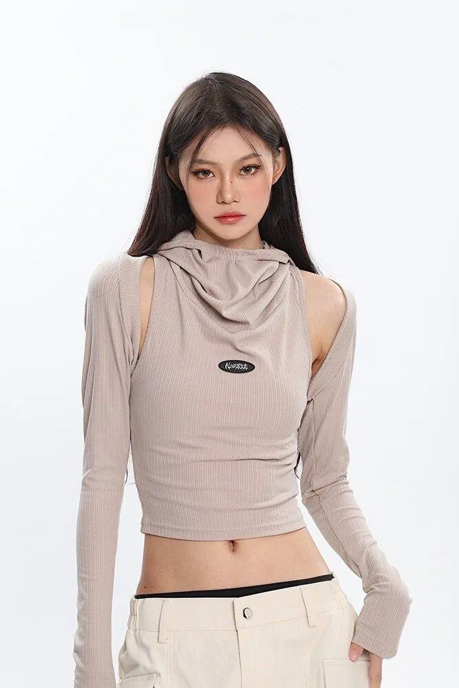 Cowl Collar Cut-Out Crop Top