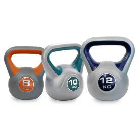 DKN 8, 10 and 12kg Vinyl Kettlebell Weight Set