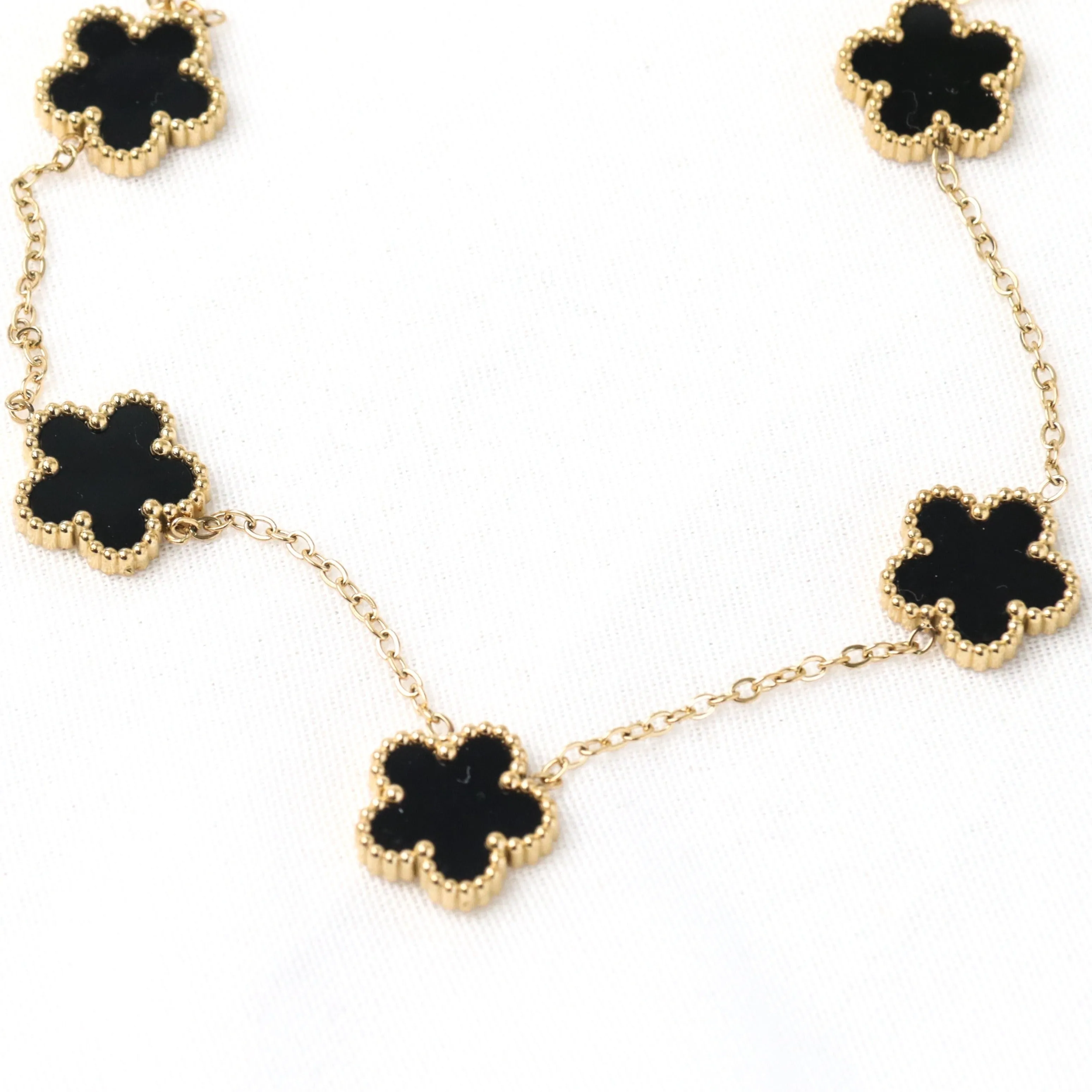 Eden | Flower Mother of Pearl Enamel Gold Plated Necklace