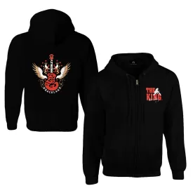 Elvis The King Wing Guitar Zip Hoodie