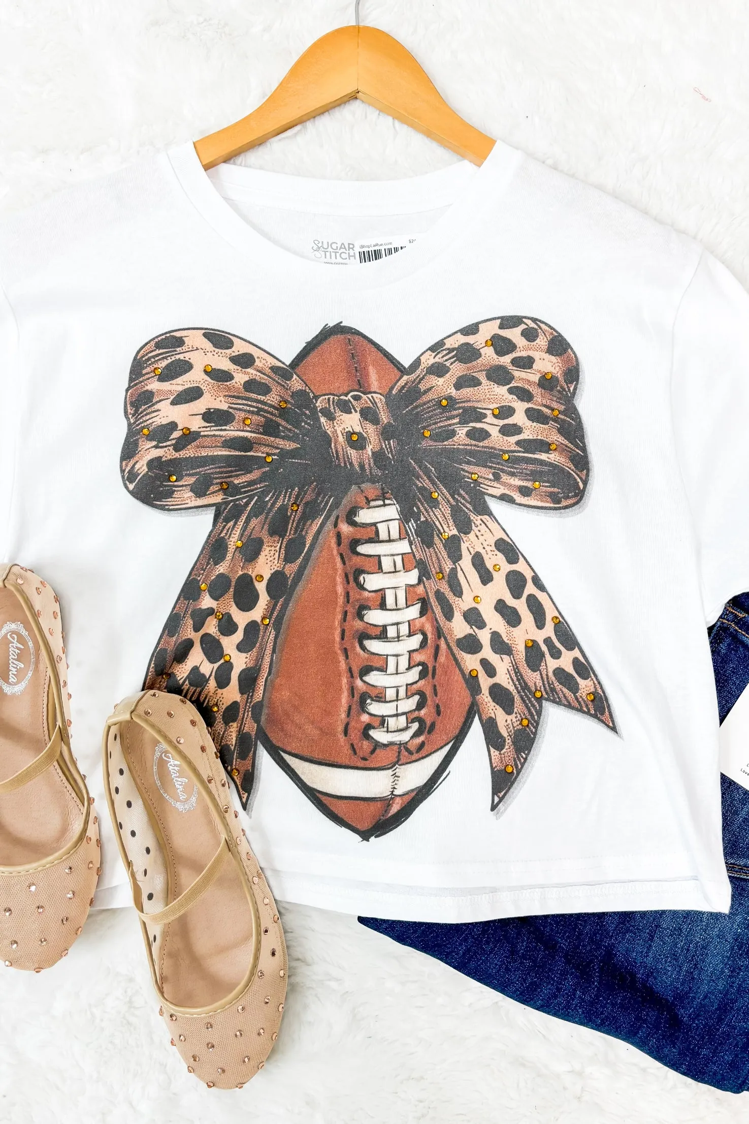 Football Cheetah Bow Crop Tee