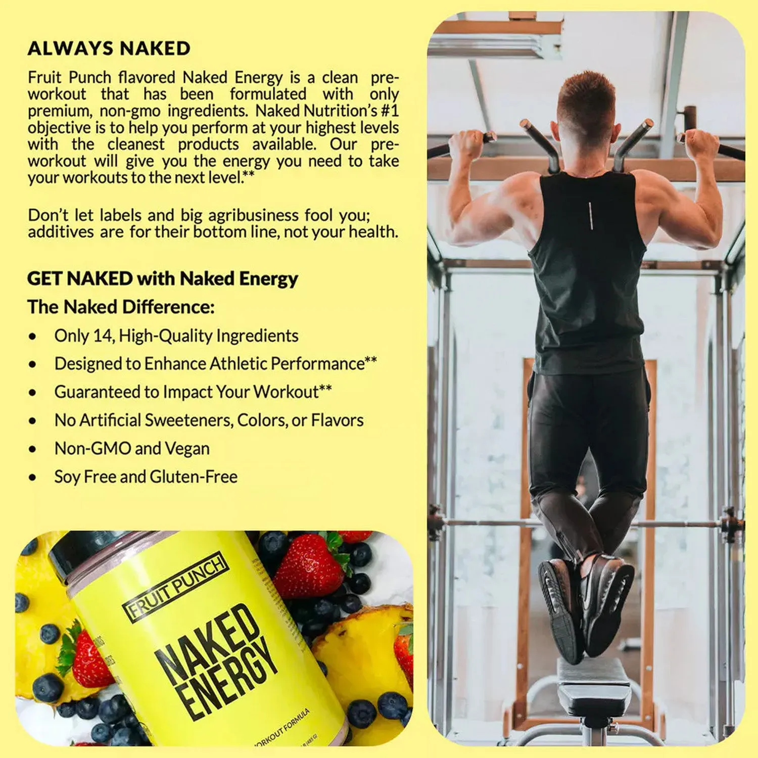 Fruit Punch Pre Workout Supplement | Naked Energy - 30 Servings