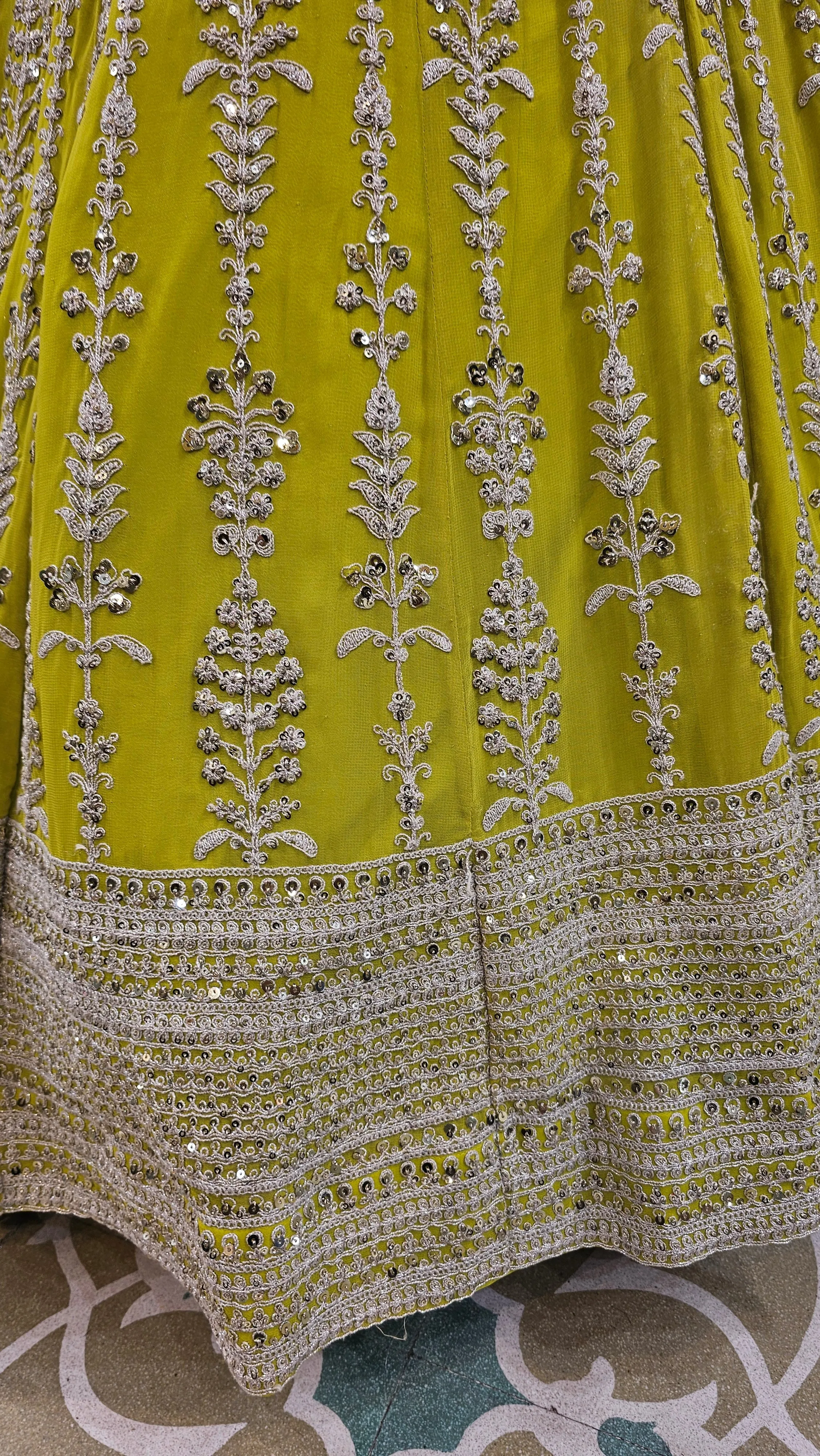 Georgette Lehenga with Sequins and Thread Work