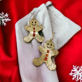 Gingerbread Man Earrings, Gingerbread Earrings, Christmas Earrings, Christmas Jewelry, Christmas Jewelry, Handmade Earrings, Cookie Earrings