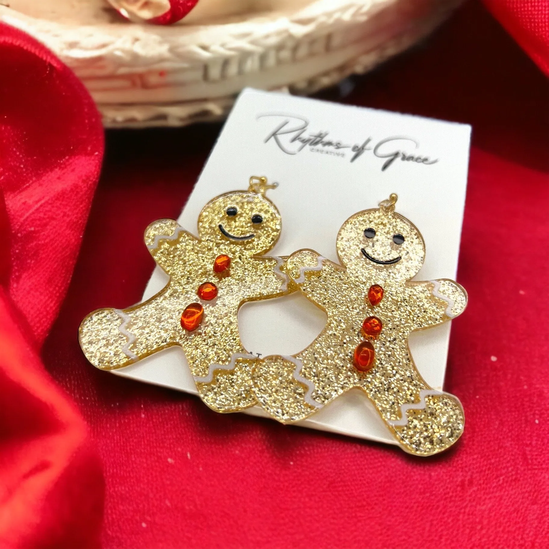 Gingerbread Man Earrings, Gingerbread Earrings, Christmas Earrings, Christmas Jewelry, Christmas Jewelry, Handmade Earrings, Cookie Earrings