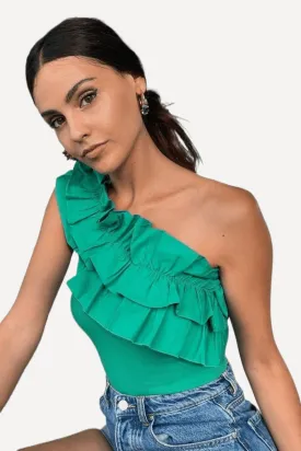 Green Ruffled Bodysuit