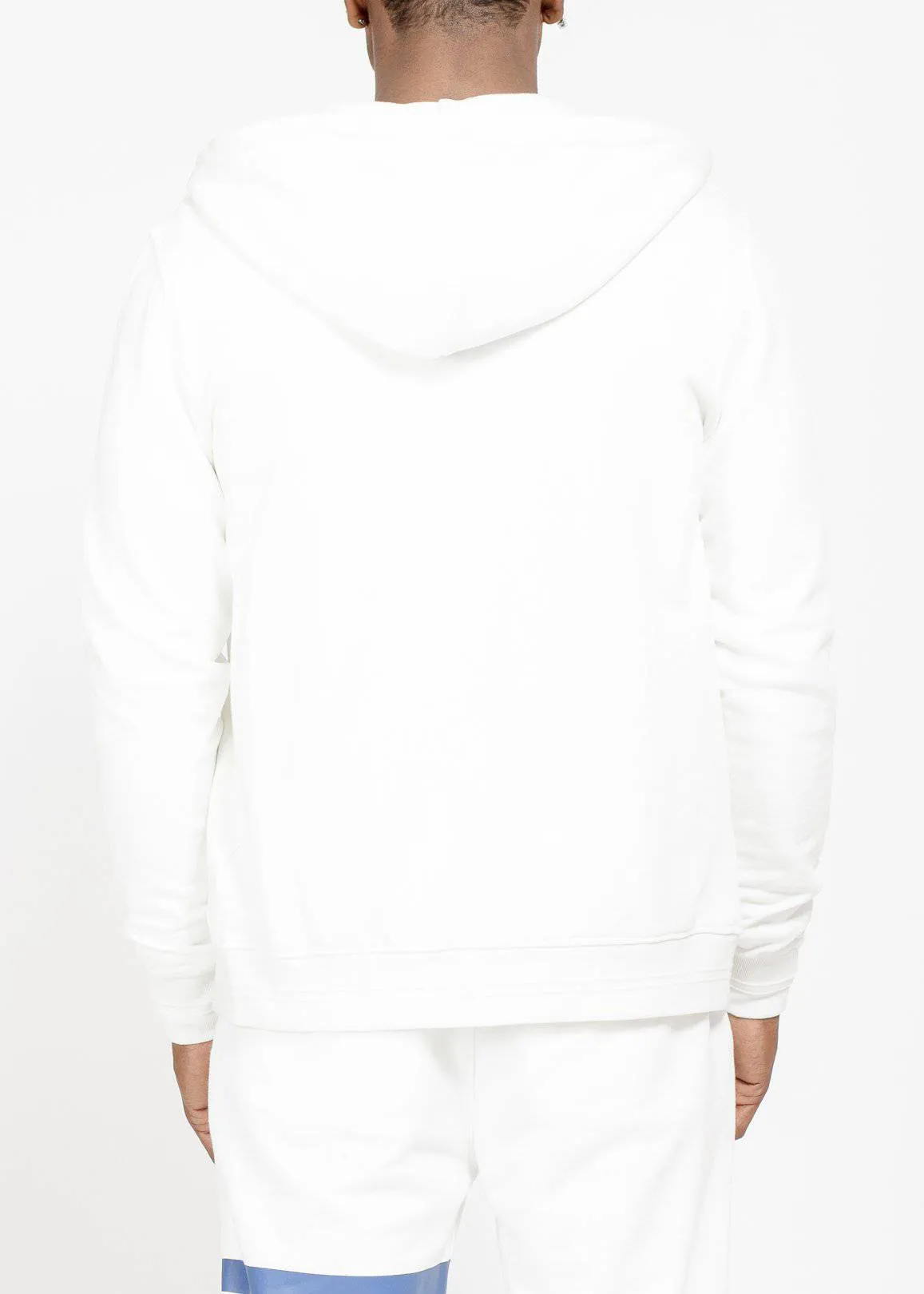 Konus Men's Mock Neck Zip Up Hoodie with Print in White