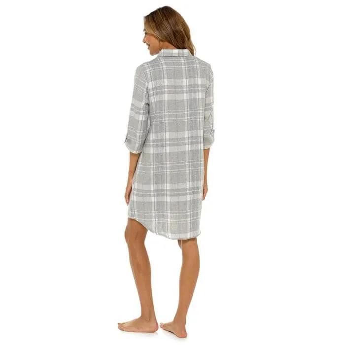 Ladies Brushed Cotton Check Nightshirt - Grey