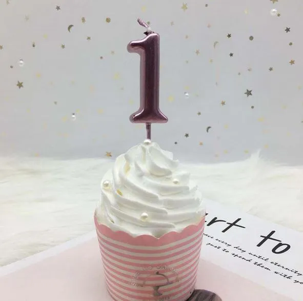 Numeric Candle Topper Rose Pink