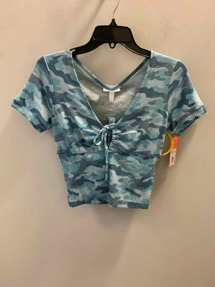 NWT COLSIE Tops Size S Blue Camoflage CROP TOP TOP