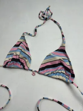 Pink striped y2k vintage bikini top (S)