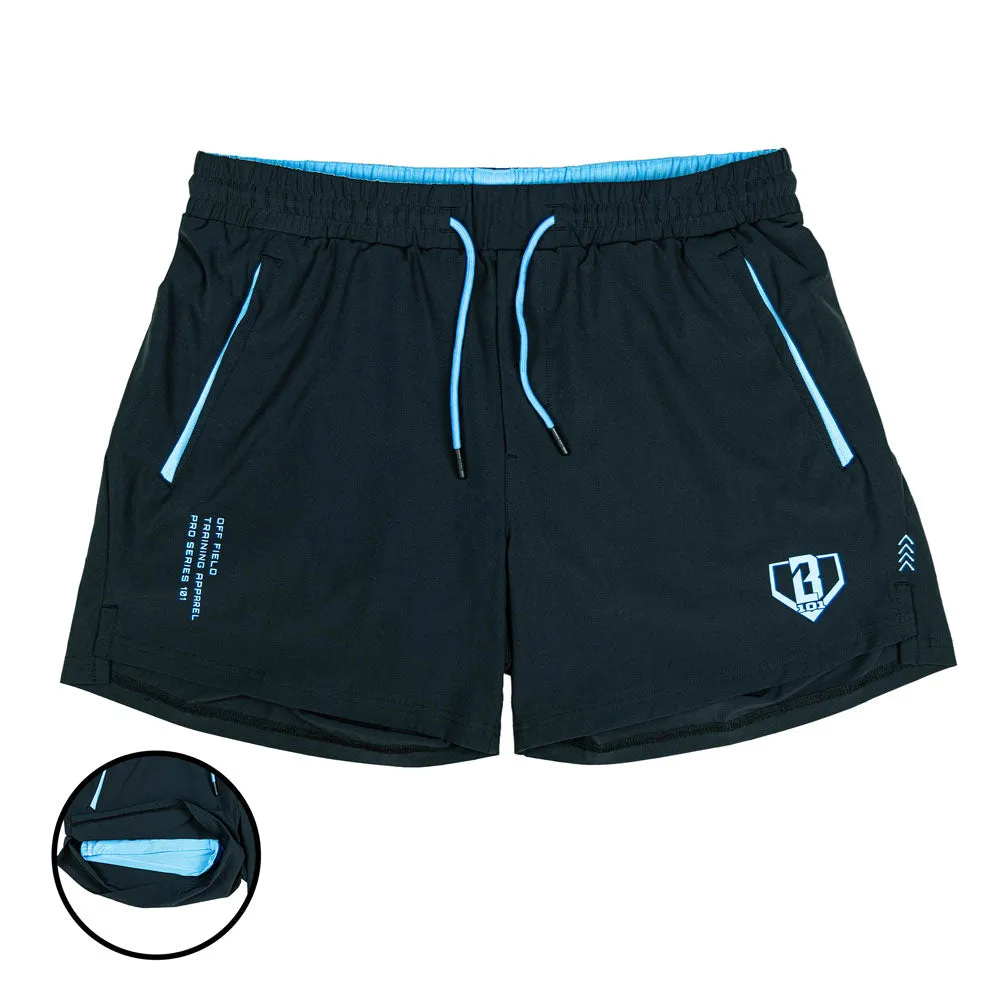 Pro Series Youth Shorts V2 with Liner - Black/Light Blue