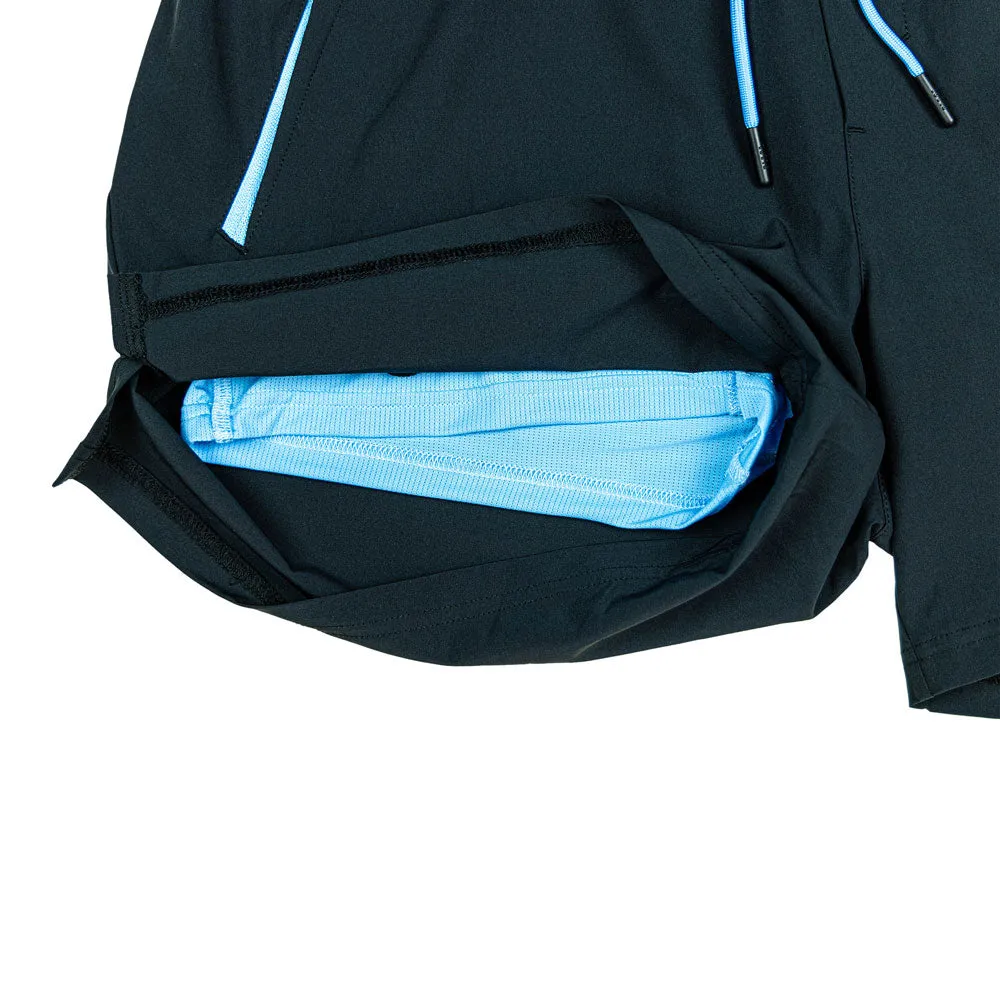 Pro Series Youth Shorts V2 with Liner - Black/Light Blue