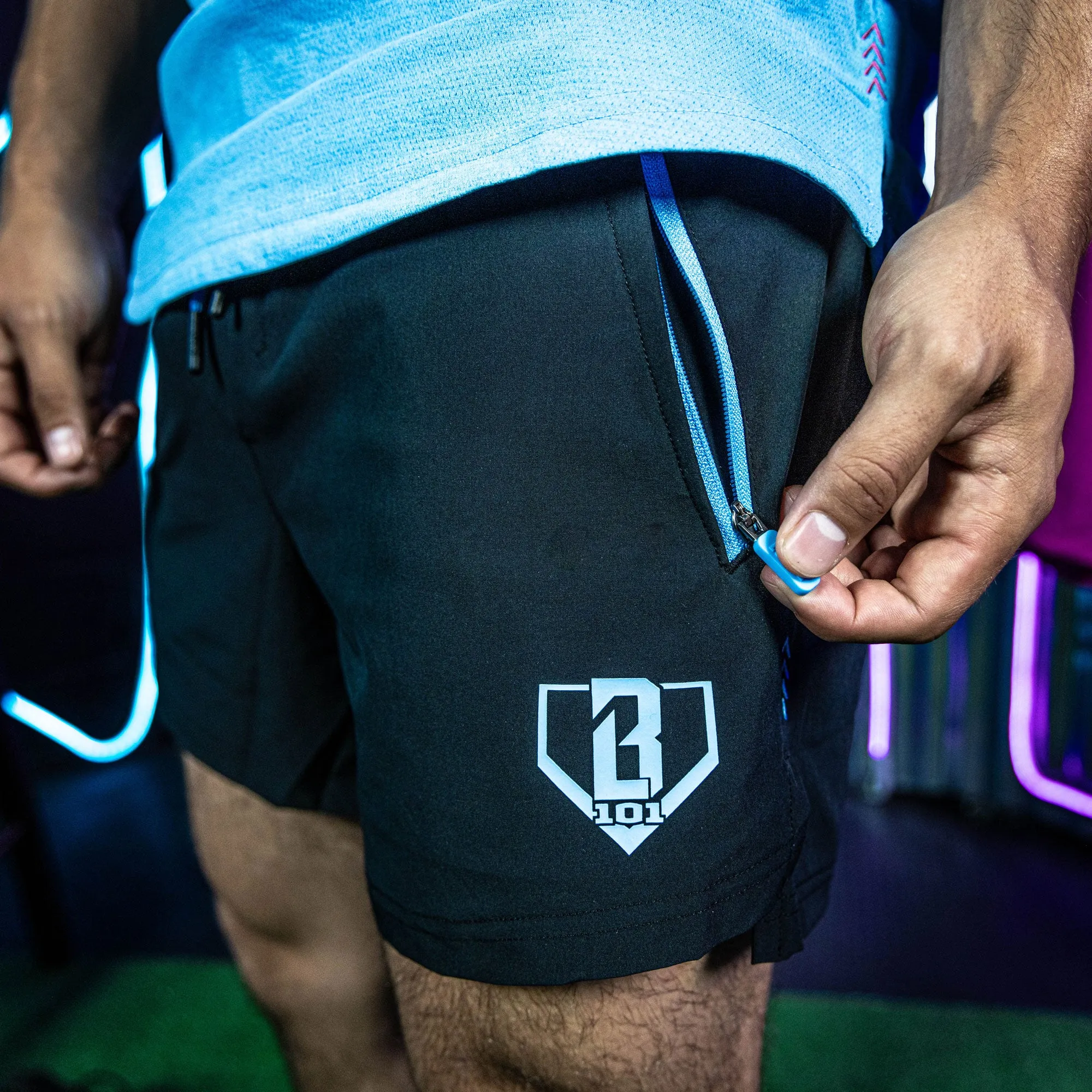 Pro Series Youth Shorts V2 with Liner - Black/Light Blue