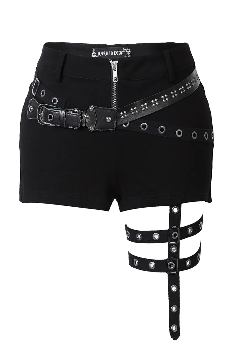 Punk rivet shorts with surround thigh design PW085