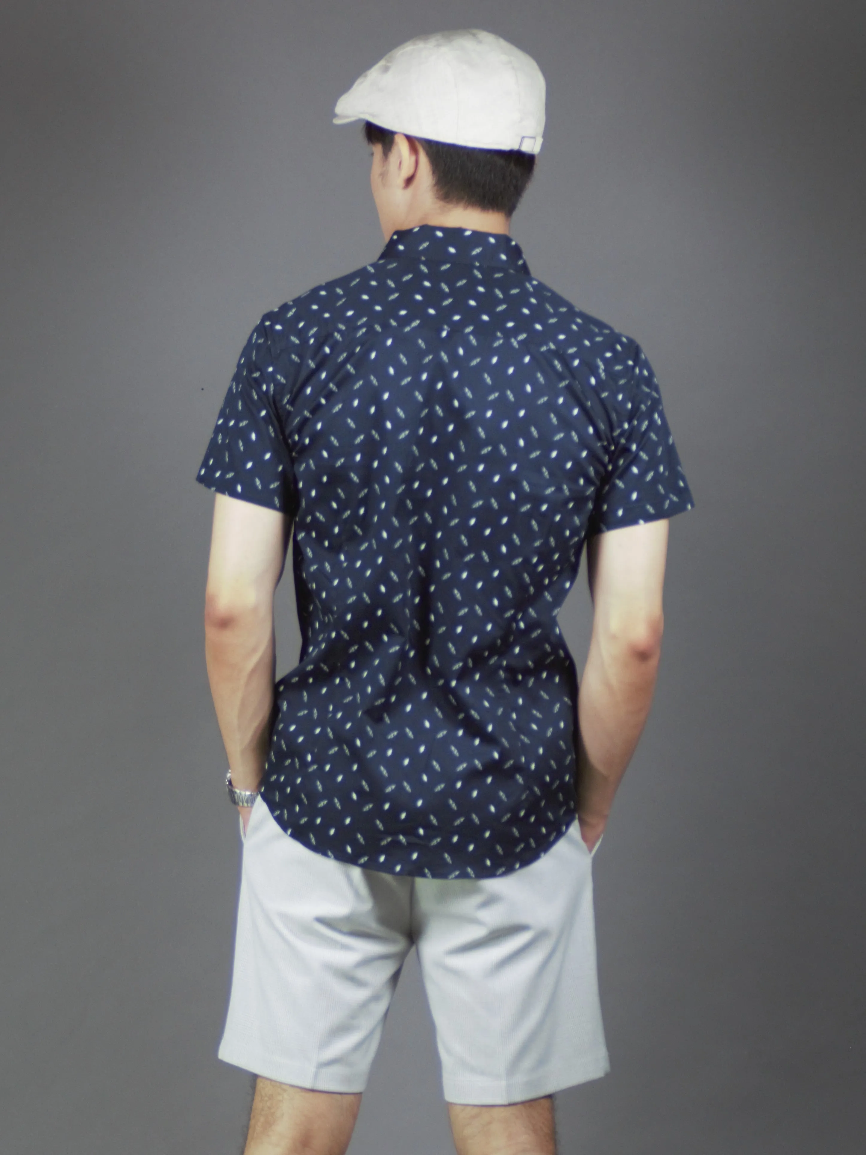 Short Sleeve Printed Shirt (Navy) 1760