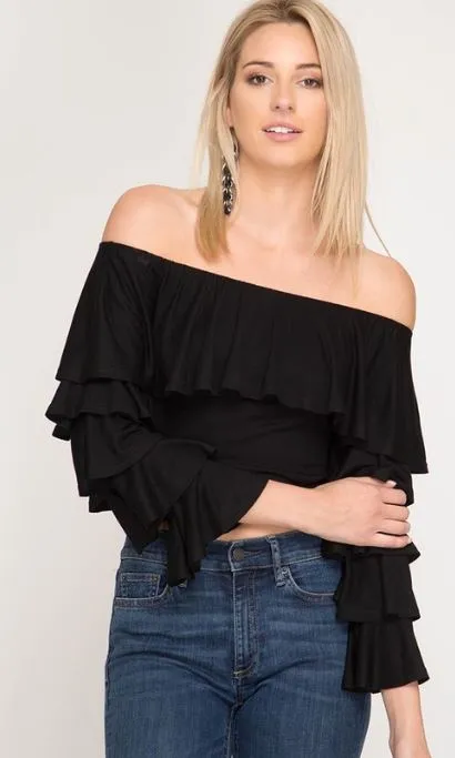 Strapless Ruffle Sleeve Top