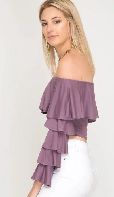 Strapless Ruffle Sleeve Top