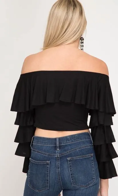 Strapless Ruffle Sleeve Top