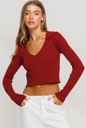 TAMERA SWEATER V NECK COLLAR TOP