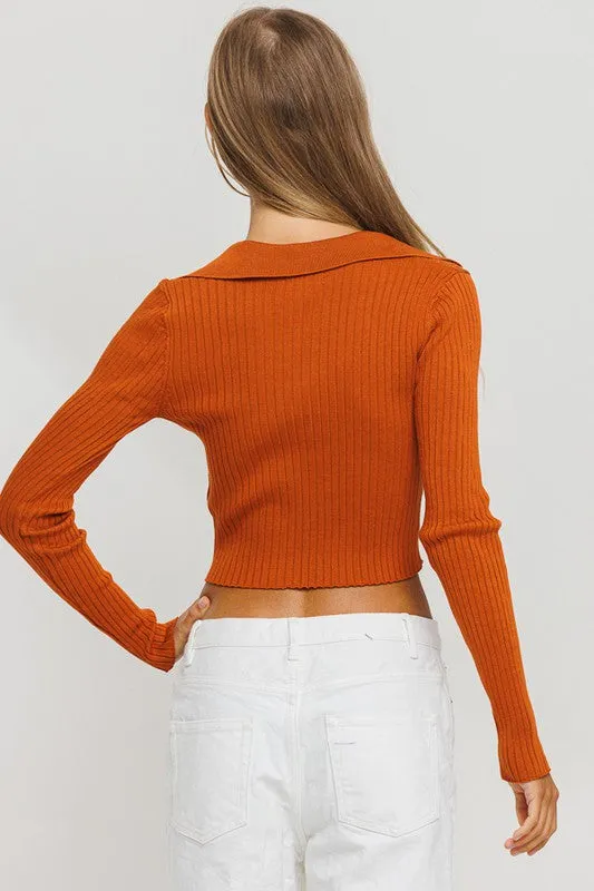 TAMERA SWEATER V NECK COLLAR TOP