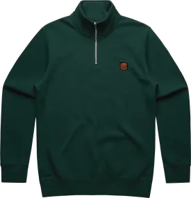 TEKKEN - 'Mokujin' Small Logo Embroidered Quarter-Zip Sweatshirt - Pine Green