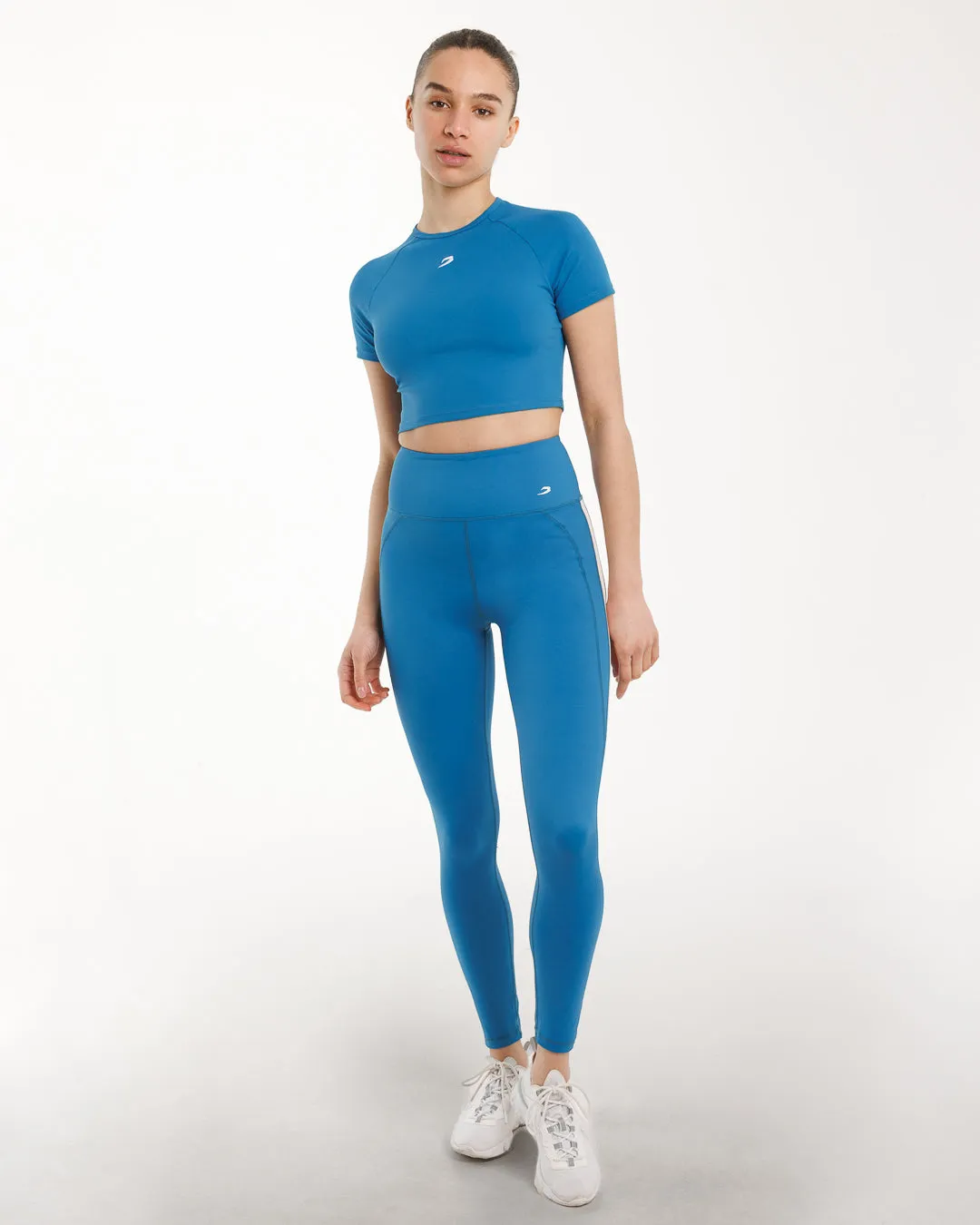 Training Short Sleeve Crop Top - Blue