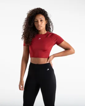 Training Short Sleeve Crop Top - Red